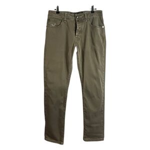 Jacob Cohen Men 688 Special Handmade Khaki Cotton Straight  Antique Wash Jeans